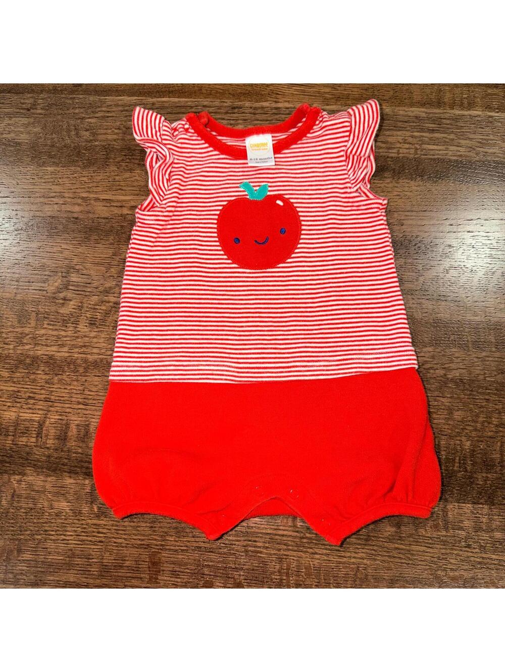 Vintage Gymboree Girls Y2K Apple Romper Size 6-12 mos